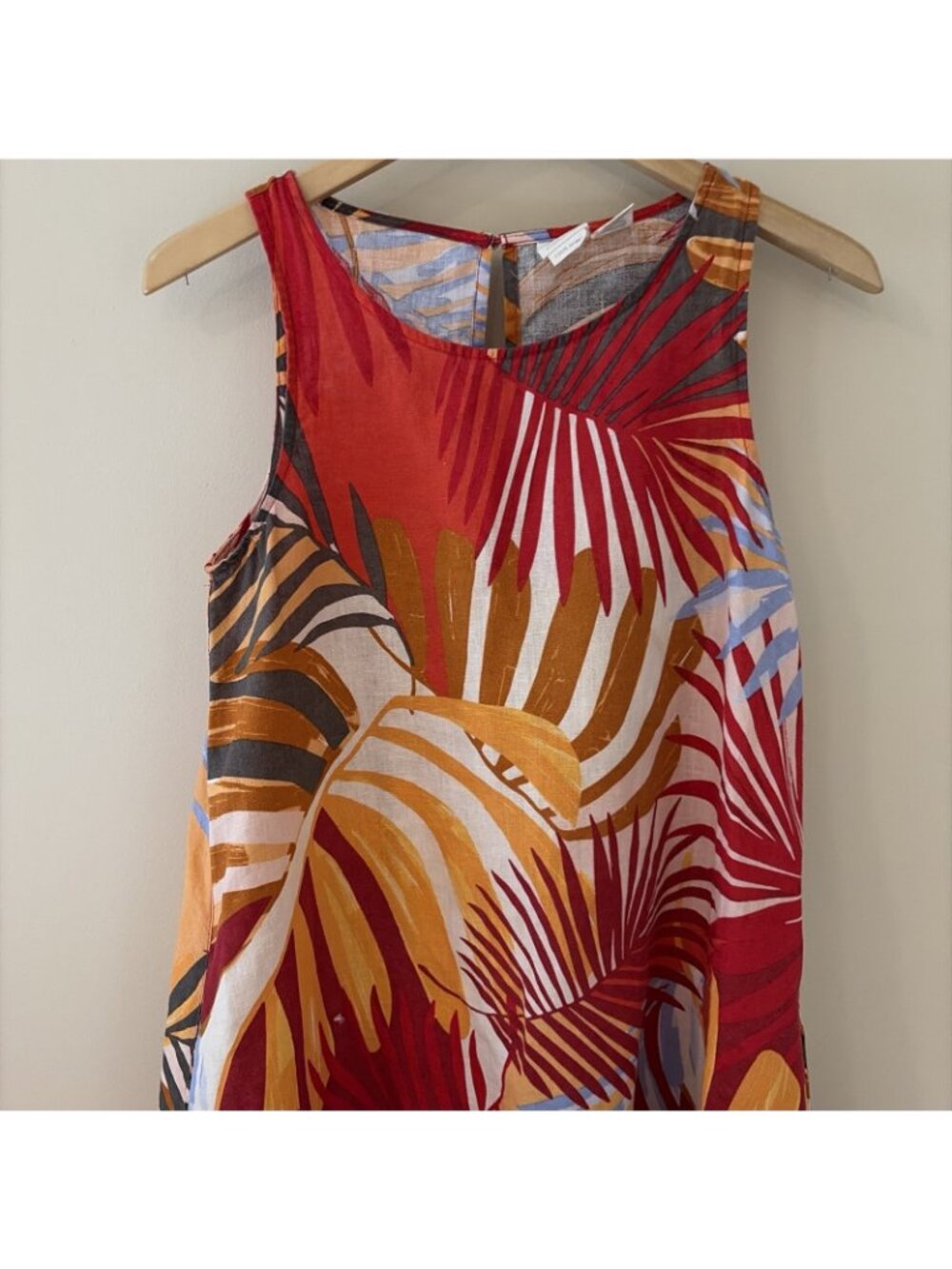 C&C California 100% Linen Tropical Shift Dress Size XS Sleeveless Summer Beach - Picture 3 of 12